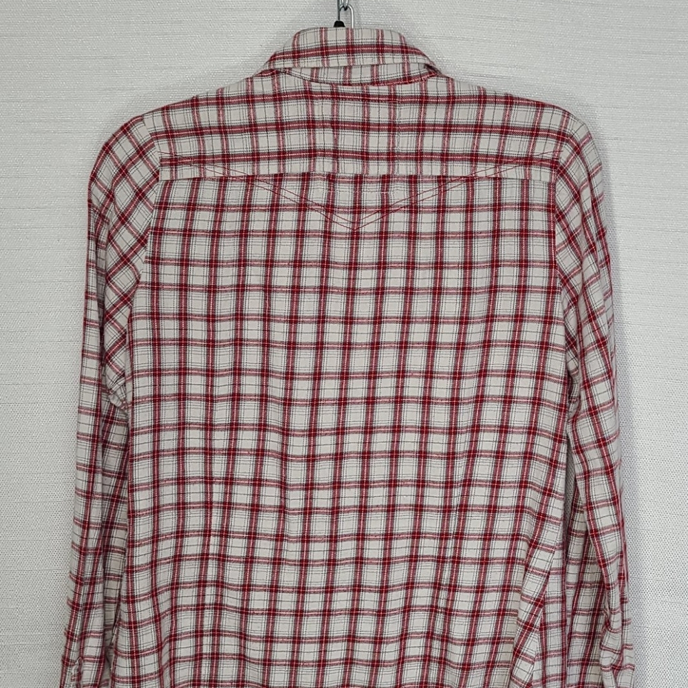 Levi's Top Long Sleeve Snap Button-Down Plaid Red Size Medium - Picture 8 of 12
